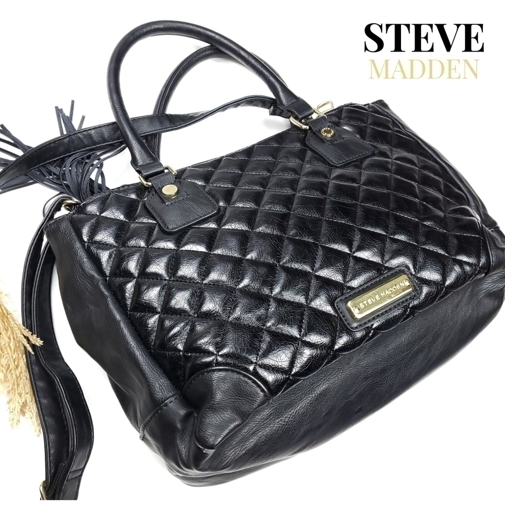 Steve Madden Black Hobo Shoulder Handbag With Gold Detailing - Picture 1 of 16